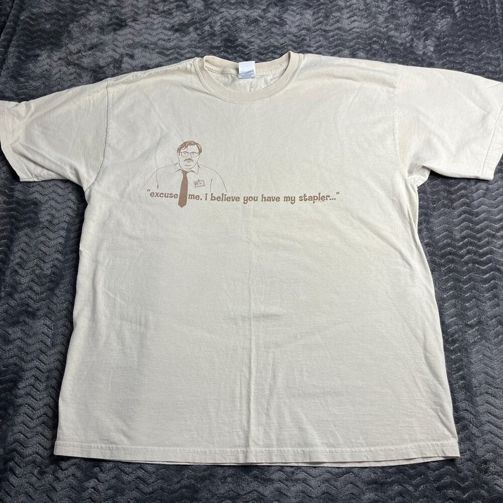 Vintage 2004 Office Space Movie Promo Shirt Size XL Stapler Funny Fox TV